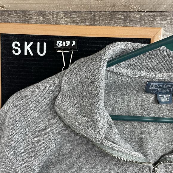Polo Ralph Lauren Size L 1/4 Zip Pullover Knit Sweater Gray Preppy Old Money - Picture 8 of 8
